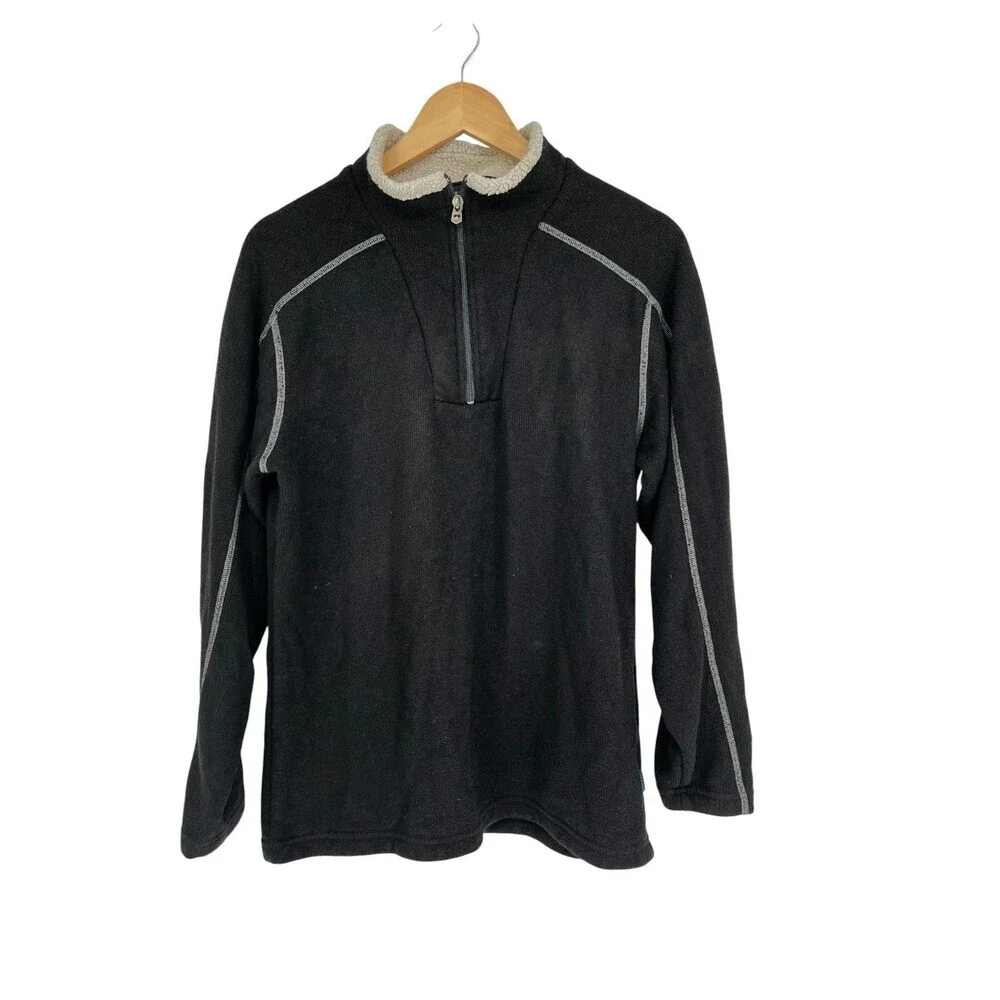 KÜHL Europa 1/4 Zip Pullover Men's Size Medium Black Alfpaca Fleece Sweater